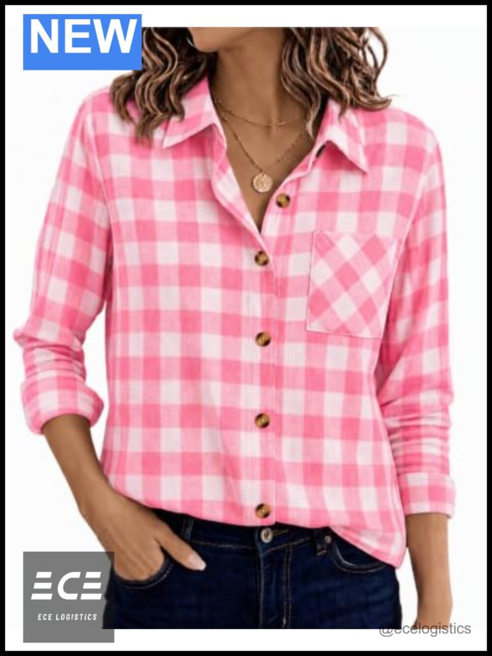 Womens Plaid Button Down Shirt Long Sleeve Cotton Blend Blouse